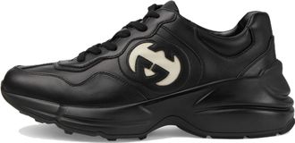 Gucci (WMNS) Gucci Rhyton Leather Sneakers Black White 757887-UPG70-1057