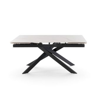 Konte Design Mesa extensible de cer&aacute;mica blanca efecto Calacatta Oro 160-240 cm