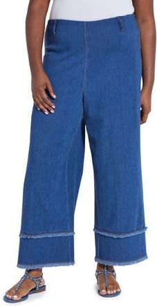 Lyss&eacute; Pull-On Fringe Crop Wide Leg Jeans in Mid Wash at Nordstrom Rack, Size 3X