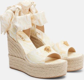 Versace 120 leather platform espadrille wedges