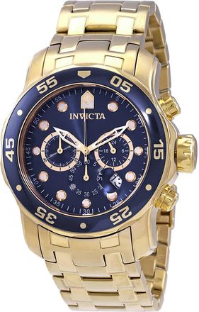 Invicta Pro Diver Chronograph Blue Dial 18kt Gold-plated Mens Watch 0073