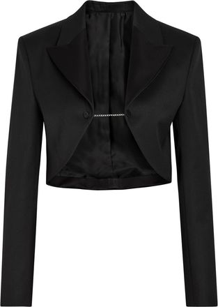Alaia Tuxedo Bolero Cropped Silk and Stretch-wool Jacket - Black - 40 (UK12 / M)