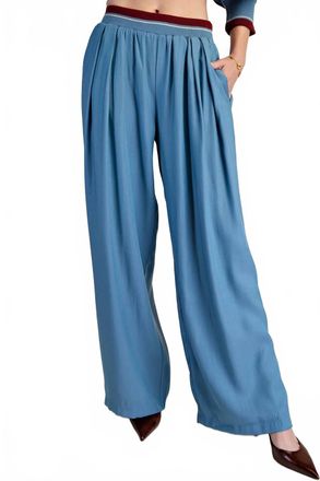 Glam Flowy Wide Leg Pants In Slate