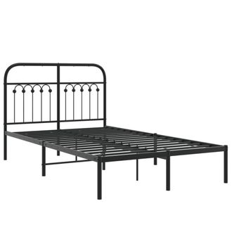 Berkfield Home Metal Bed Frame without Mattress with Headboard Black 120x190cm | Size: 120x190 cm