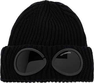 C.P. Company Extrafine Merino Wol Goggle Brei Muts - Heren - Hoeden - Blauw - ONE Size - Wol - Accessoires