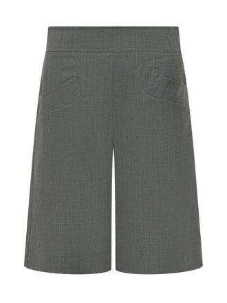Ganni Grey Solid Shorts