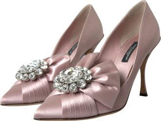 Dolce & Gabbana Womens Crystal-Embellished Satin Pump Pink