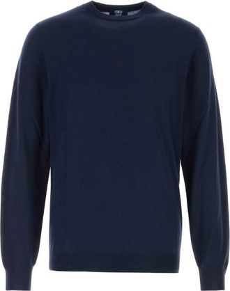 Fedeli Argentina Crew-Neck Sweater - Heren - Ronde hals truien - Blauw - 3XL - Wol - Truien & Vesten