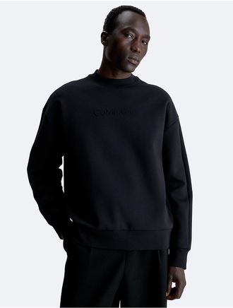 Calvin Klein Mens Embossed Logo Crewneck Sweatshirt - Black - XS