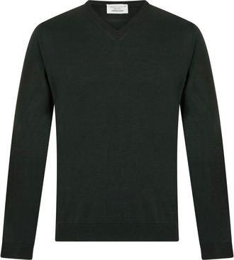 Roberto Collina V-hals Trui van Wol - Heren - Truien - Grijs - Maat: 2XL Wol