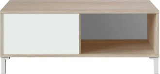 Usinestreet Mesa de centro con 2 compartimentos - L100 cm - Efecto Roble y Blanco