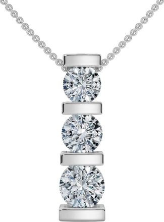 Pompeii3 1ct 3-Stone Diamond Bar Set Pendant 14 Karat White Gold