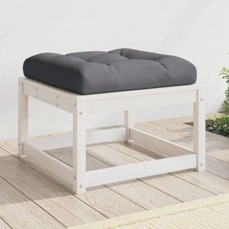 vidaXL Vidaxl - Taburete De Jard&iacute;n Con Cojines Madera Maciza De Pino Blanco