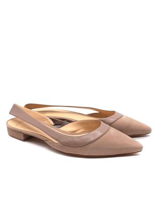 Alexandre Birman Taupe Suede Slingback Flats Size 37.5