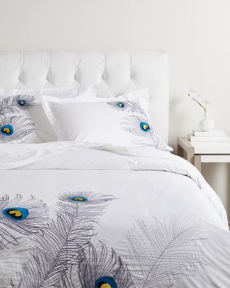 Superior Embroidered Peacock 3Pc Cotton Duvet Cover Set