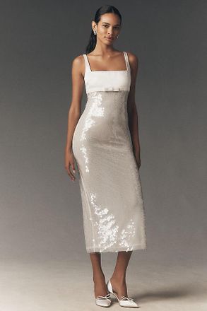 Retrof&ecirc;te Yvaine Sequin Square-Neck Column Midi Dress