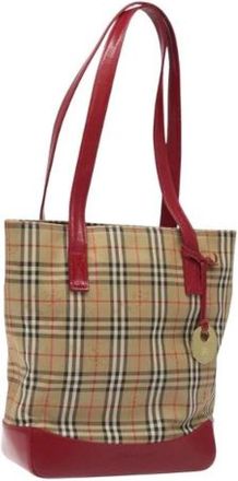 Burberry Pre-owned Canvas shoulder-bags - Dames - Vintage Shopper - Beige - ONE Size - Leer - Vintage
