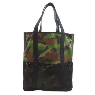 MCM Mcm Black Khaki Canvas Leather Tote Bag (Pre-Owned)