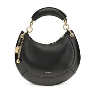 Chlo&eacute; Tassen, Dames, Zwart, ONE Size, Leer, Darcey Kleine Ronde Schoudertas