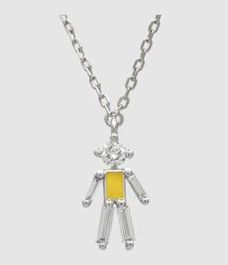 Little Ones Paris Collier Pendentif Gar&ccedil;on Argent Indian Yellow 45cm