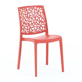 Siediti Fuori e Dentro Set de 4 sillas apilables de resina con fibra de vidrio coral