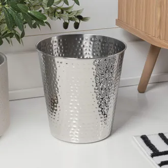 Happimess Axel Modern Minimalist Hammered Steel Waste Bin