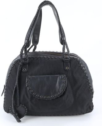 Dior Black Leather Nylon Handbag Shoulder Bag Tote Bag (Pre-Owned)