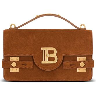 Balmain Suede B-Buzz Shoulder 24 bag in Brown at Nordstrom