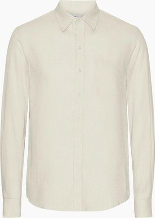 Colorful Standard Mens Colorful Standard Mens Long Sleeve Linen Shirt - Ivory White - Size: 38/Regular