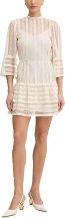 Twin-Set Sheer Lace Dress with High Neckline