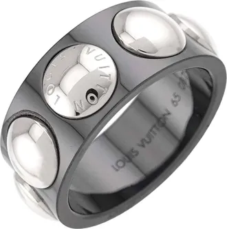 Louis Vuitton Silver Ceramic Platinum 950 Band Ring (Pre-Owned)