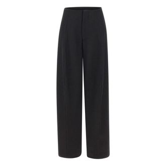 Victoria Beckham Eugenie Trouser - Dames - Wijde Broeken - Zwart - XS - Wol - Broeken