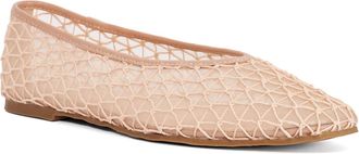 Dune London Womens Ladies Honner - Mesh Pointed Ballet Flats - Blush Fabric - Size UK 6