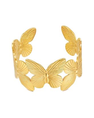 Liv Oliver 18K Plated Butterfly Cuff Bangle Bracelet