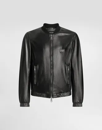Dolce & Gabbana メンズ　ホワイトレザーライダースジャケット Haruf レザージャケット ライダースジャケット 革ジャン