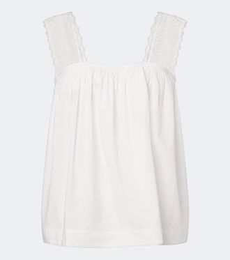 Poss&eacute; Harriet embroidered cotton poplin top