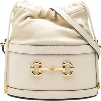 Gucci Pre-owned Horsebit 1955 Bucket Bag - Dames - Vintage Tas - Wit - ONE Size - Leer - Vintage