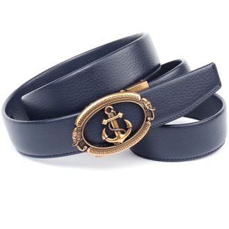 Anthoni Crown Lederg&uuml;rtel ANTHONI CROWN, Herren, Gr. 85, blau (dunkelblau), Leder, genarbt, unifarben, G&uuml;rtel Lederg&uuml;rtel, Herrenlederg&uuml;rtel mit Anker-Schnalle