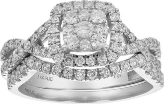 Vir Jewels 1 cttw Diamond Wedding Engagement Ring Set 14K White Gold Composite Bridal