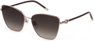 Furla Vierkante Metalen Zonnebril met Bruine Lens - Dames - Zonnebrillen - Grijs - ONE Size - Accessoires