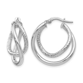 Diamond2Deal 10K White Gold Fancy Hoop Earrings