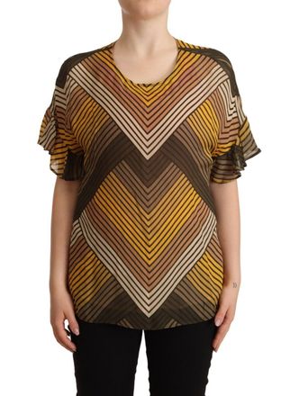 Twinset Womens Chevron Print Silk Blouse - Orange - Size EU 38 (Womens)