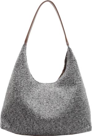 Generic Womens Plush Bags Plush Shoulder Bag For Women Large Capacity Cute Tote Handbag Retro Soft Top Handle Slouchy Hobo Shopping(Light Grey)