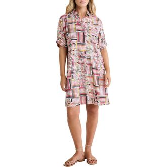 Nic+Zoe Devon Colorweave Cotton Blend Shift Shirtdress in Pink Multi at Nordstrom, Size Xx-Large