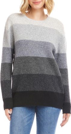 Karen Kane Ombré Stripe Colorblock Sweater in Gray at Nordstrom, Size X-Large