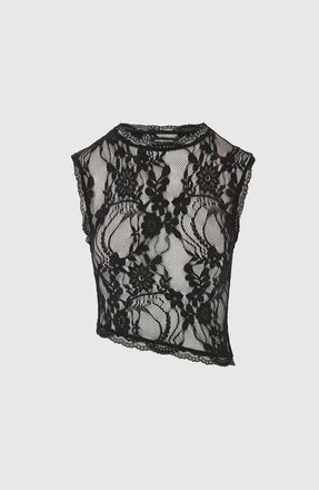 Mani&egrave;re De Voir Eugenie Lace Asymmetric Top in Black at Nordstrom, Size 14