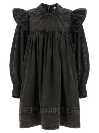 Ganni Black Washed Mini Shirt Dress
