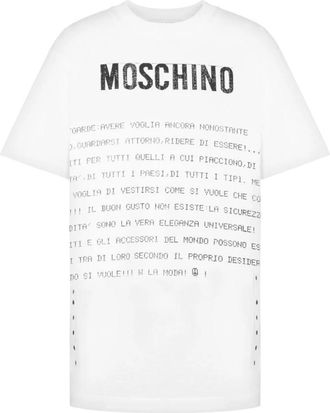Moschino Wit Logo Print Crew Neck T-shirt - Dames - T-shirts - Wit - S - Tops