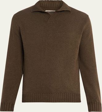 Fioroni Cashmere Mens Cotton Johnny Collar Polo Sweater