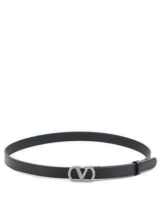Valentino Garavani V Logo Signature Leather Belt